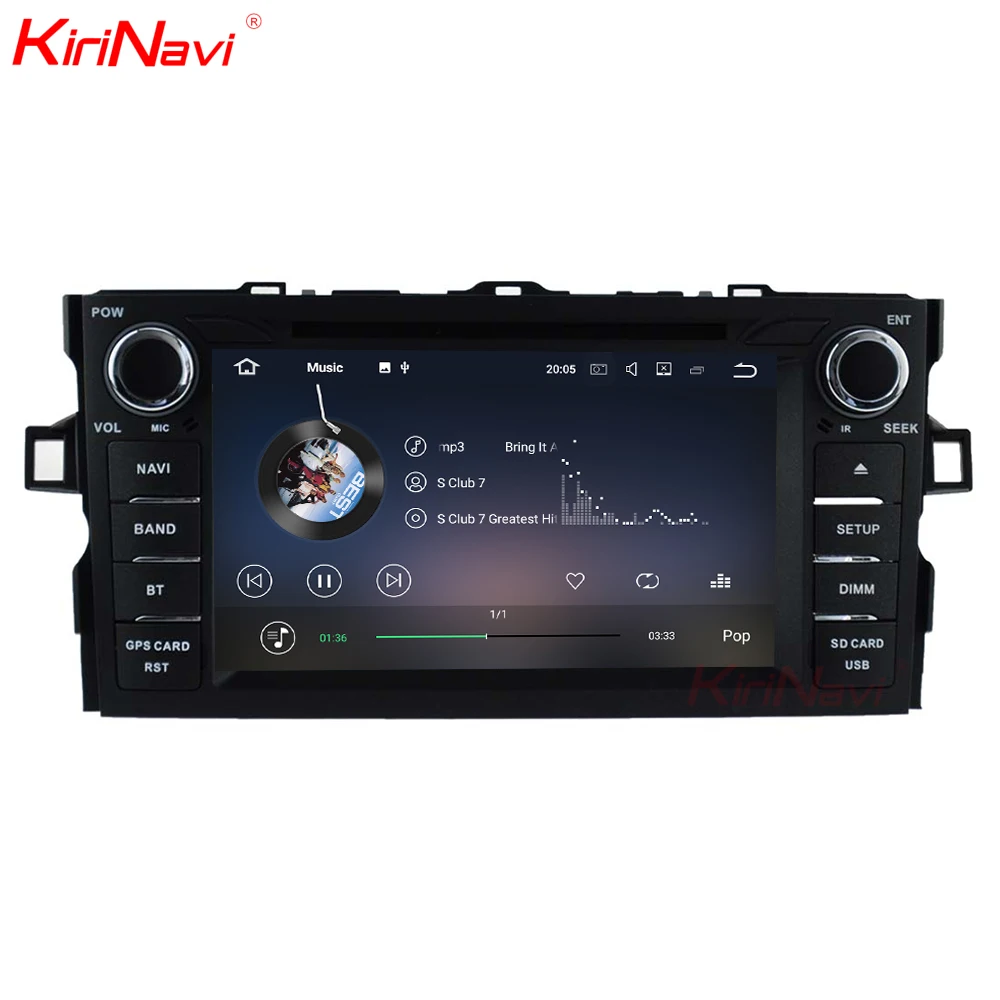 Discount KiriNavi Android 7.1 stereo for Toyota Auris Car DVD Player GPS navigation 2007-2012 multimedia system with WiFi BT audio radio 4