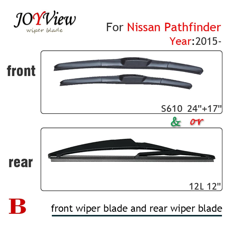 S610 24"+17" Front Wiper Blade and 12L Rear Wiper Blade for Nissan