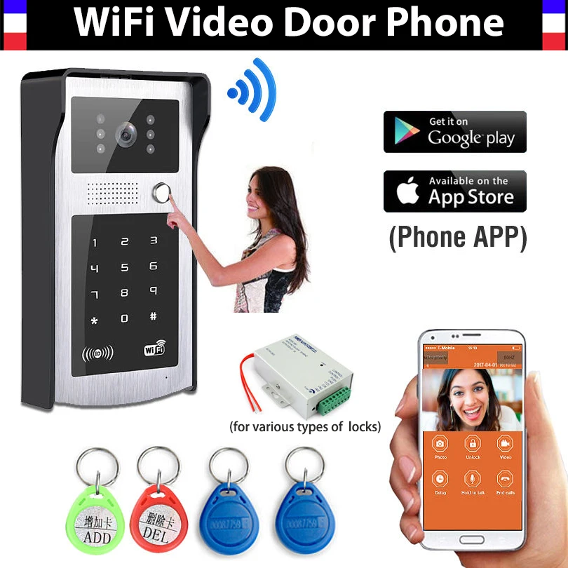 

Wireless Wifi IP Digital Video doorbell Door Phone System Support RFID Code Keypad Unlock wireless Video Doorphone Intercom