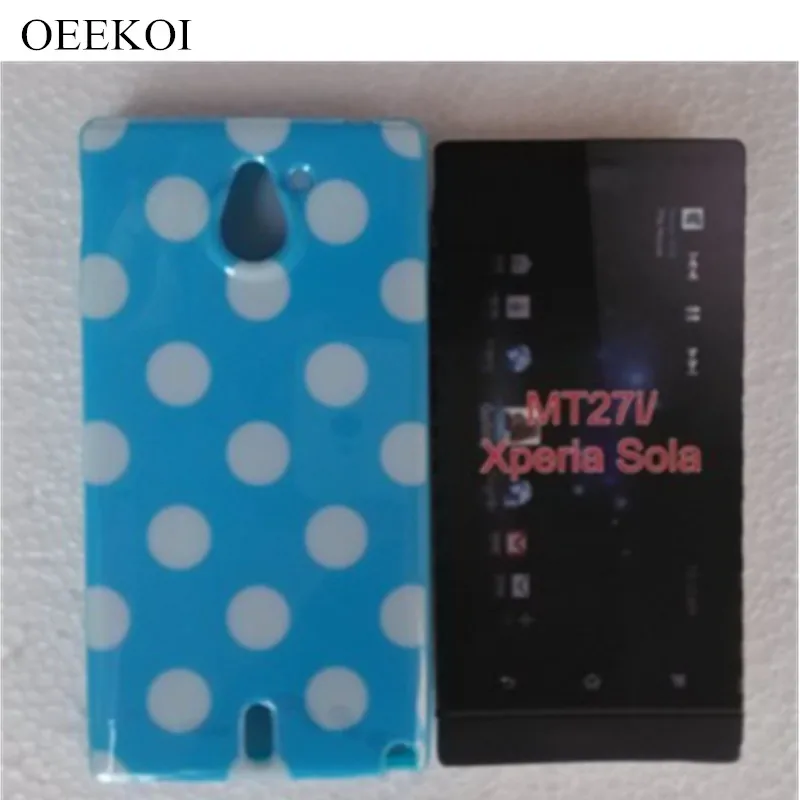 OEEKOI мягкий гелевый Чехол в горошек из ТПУ для Sony Xperia sola MT27i Бесплатная доставка|case