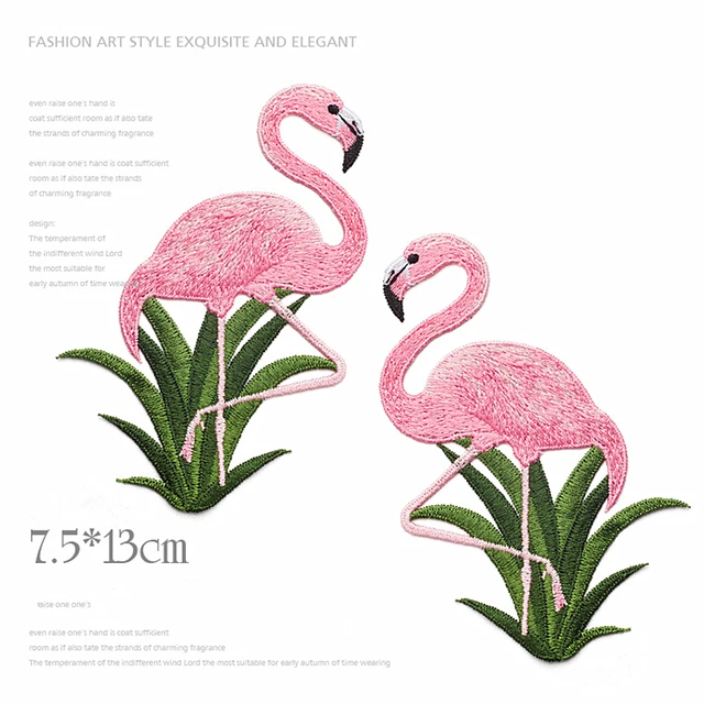 flamingo pássaro patches bordados para vestuário de costura em