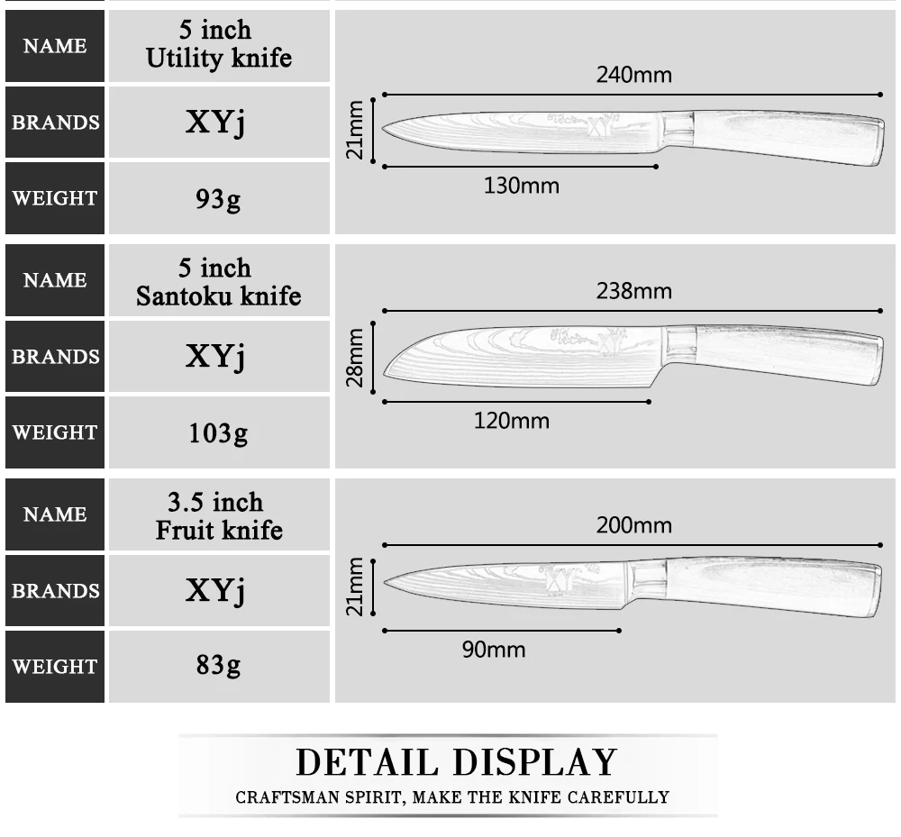 XYj японские кухонные ножи из нержавеющей стали, аксессуары, инструменты, фруктовые кухонные ножи Santoku, кухонные ножи для нарезки дамасских вен
