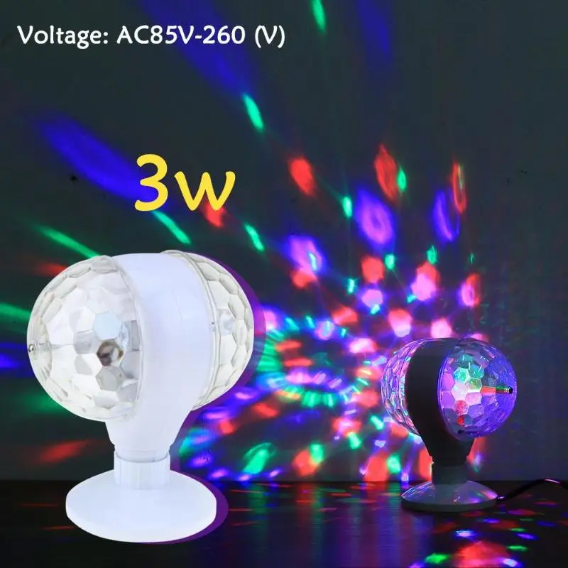 

Mini LED 3W LED Stage Light E27/B22 Magic Stage Lamp Disco Lamp Auto Rotating Bulb Light with Dual Head Ball Dance