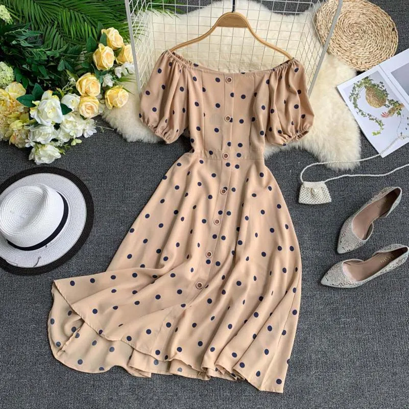 

2019 new Summer Women Beach Dress Sweet Polka dot Sexy Elegant Dress Patchwork Ladies boho casual korean white dress
