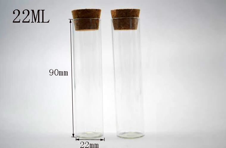 50pcs 22*90mm Mini Glass Bottle Vials Empty Sample Jars With Cork Stopper Glass test Bottle Message Vial Weddings vase diy gifts