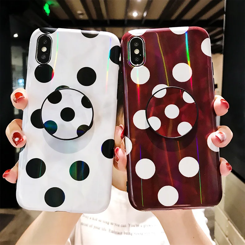 Чехол для телефона с лазерным блеском в горошек iPhone 8 чехол 6s Plus XS X 6 7 2020