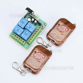 

Free shipping 12V 4 Channel Wireless Remote Control Receiver Momentary Switch System With 2 controller