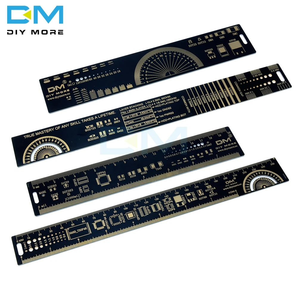 Black Multifunctional 20cm PCB Ruler PCB Measuring Tool Angle Measure Meter