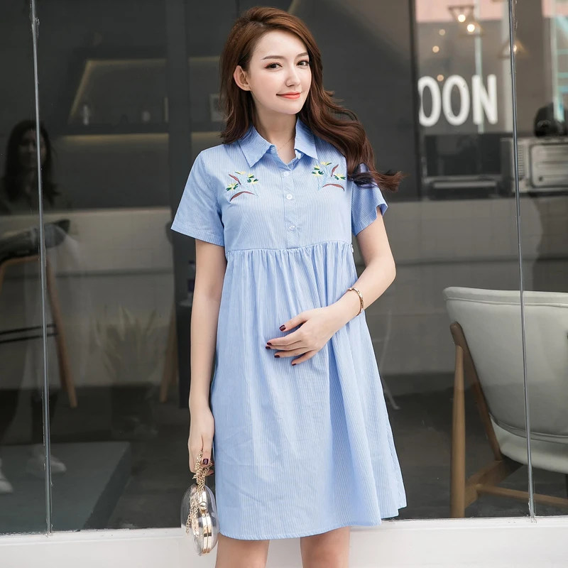 JMFFY Breastfeeding Clothes Summer Nursing Dress Pregnant Clothing Striped 2018 Casual Maternity