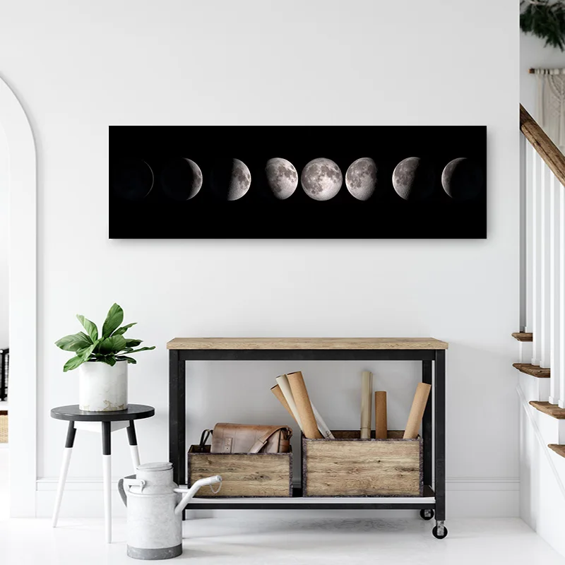 Moon Phase Холст плакат черный белый художественный принт La Lune длинная живопись скандинавские украшения абстрактная Настенная картина для гостиной