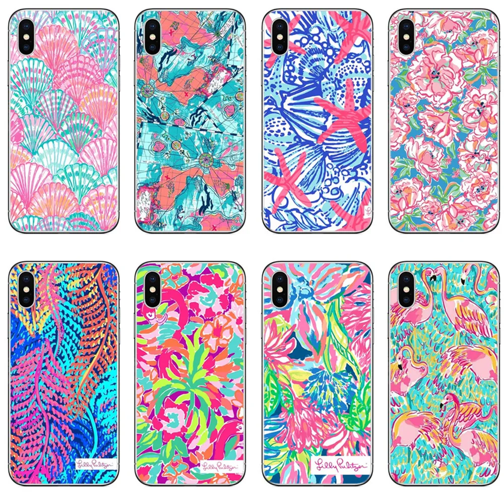 Lilly Pulitzer Summer flower Pink Flamingo Ross Soft silicone TPU Phone