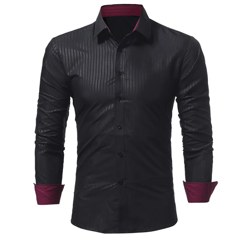 Мужская рубашка, весна, бренд, три стиля, деловая мужская приталенная рубашка, мужская рубашка с длинным рукавом, Повседневная рубашка, Camisa Masculina - Цвет: 5230 Black