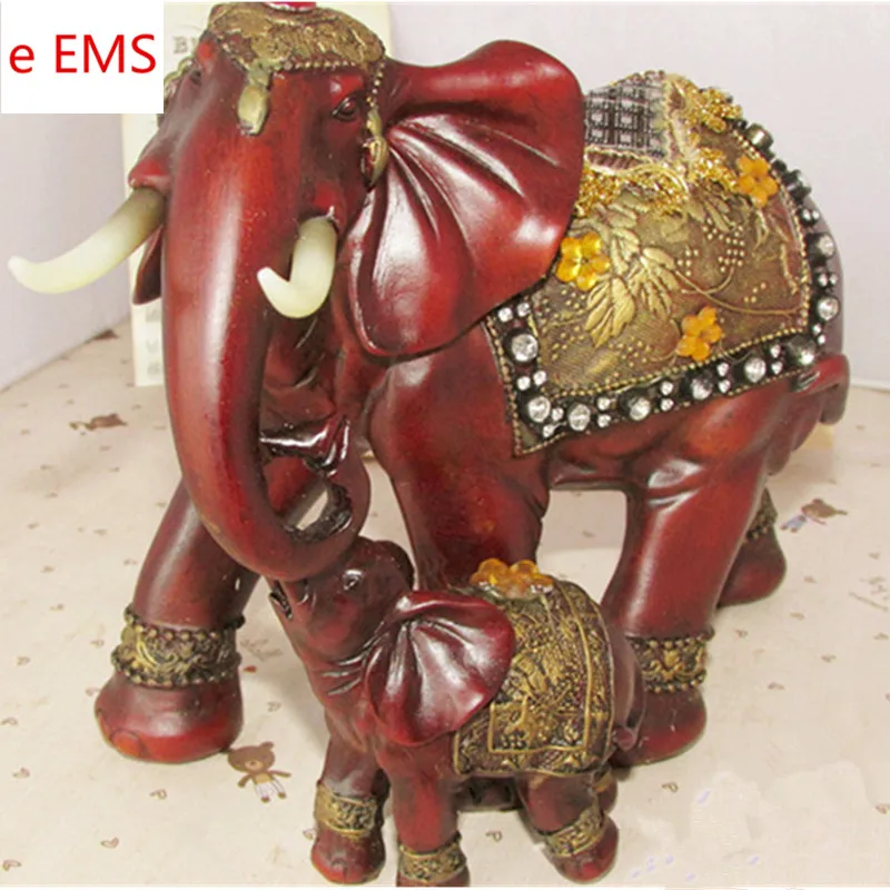 

Animals Statue Imitating Padauk Mother And Child Elephants Colophony Crafts Home Desktop Decorations Office Resin Gift L1851