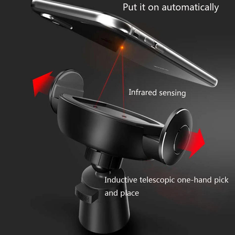 Qi Car Wireless Charger for iPhone Xs X 8 10W Fast Wireless Charging for Samsung Galaxy S9 S10 Car Phone Holder Charger2