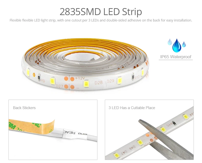 1 м-5 м светодиодный ламповый светильник 2835SMD водонепроницаемый диммер СВЕТОДИОДНЫЙ светильник лента RF дистанционный Диммируемый кухонный светильник ing DIY прикроватная декоративная лампа