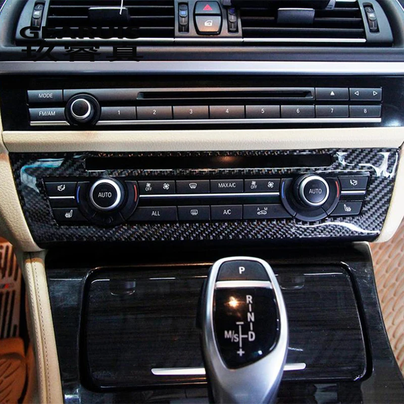 

Car Styling Carbon Fiber Air conditioning CD Control buttons Panel Covers Stickers For BMW 5 series F10 F18 Interior Accessories