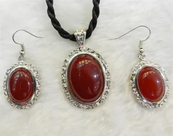 

Prett Lovely Women's Wedding shipping> >>>>>Natural Vintage Look Red gem Pendant Necklace Earring Jewelry Sets -jewelry