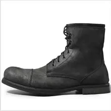Модные крутые зимние мужские ботинки «Челси»; ботинки в байкерском стиле со средним голенищем и круглым носком; ботинки на шнуровке; Черные Ботинки martin; высококачественные мужские ботинки