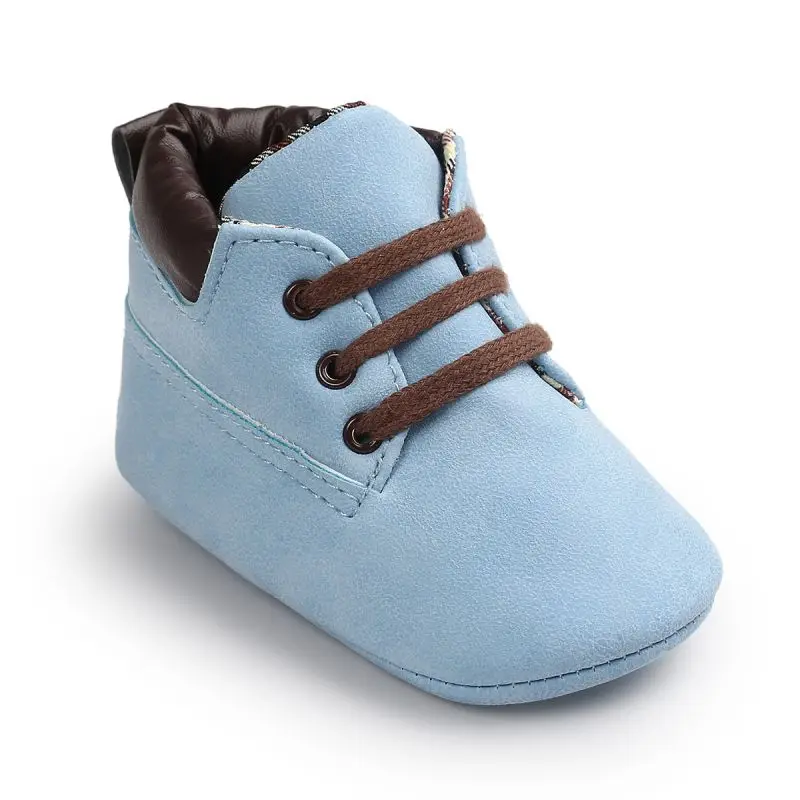 Повседневные ботильоны для маленьких мальчиков и девочек на шнуровке, Нескользящие кроссовки - Цвет: Синий