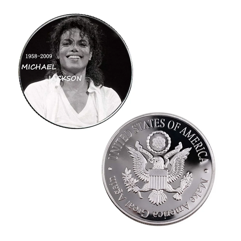 

Michael Jackson Commemorative Coin Famous Metal Coin Silver Metal Crafts Value Collection Challenge Coin