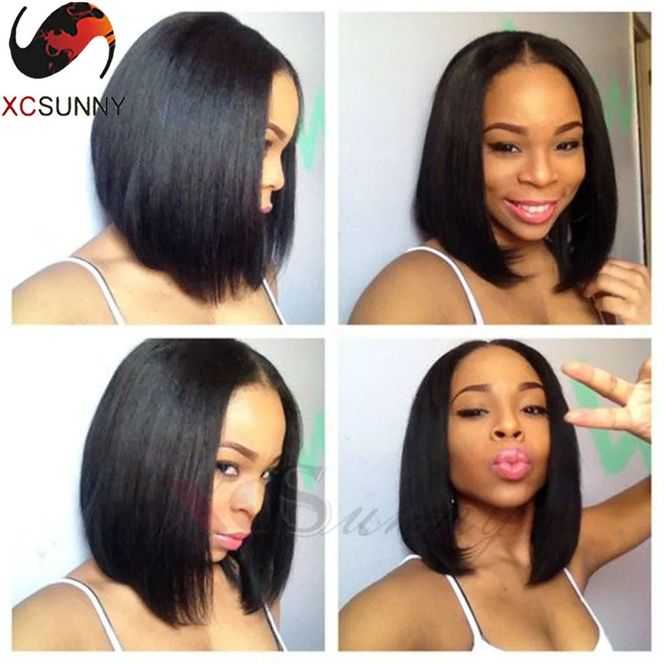 

Cheap Natural Color 12inches Unprocesses Brazilian Human Hair Short  Bob Wigs 2x4inches Middle Part Opening Bob U part  Wig