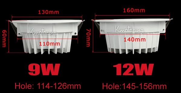 Epistar чип 9 Вт 12 Вт Светодиодный светильник белый корпус AC85-265V с водителем Теплый/чистый белый 2800 k 3000 k 5500 k CE& ROHS ul cul