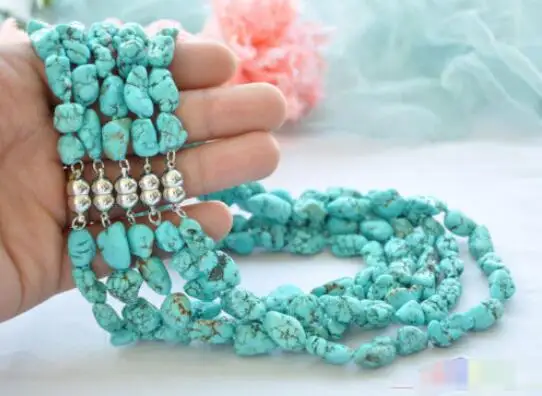 

FREE SHIPPING>>>@@ Hot sale new Style >>>>>S1622 wholesale 17" 15mm original blue turquoise bead necklace magnet 5pcs