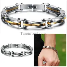 22*0.9 cm Estilo Punky 316L de Acero Inoxidable de Dos Tonos Para Hombre Pulsera de Cadena de la Joyería Pulseras pulseira Biker Bicicletas masculina