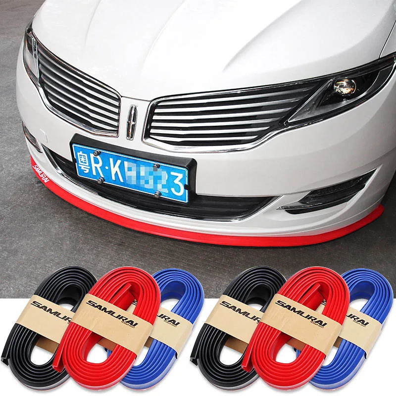 New Rubber Soft Black Bumper Strip Car Exterior Front Bumper Lip Kit