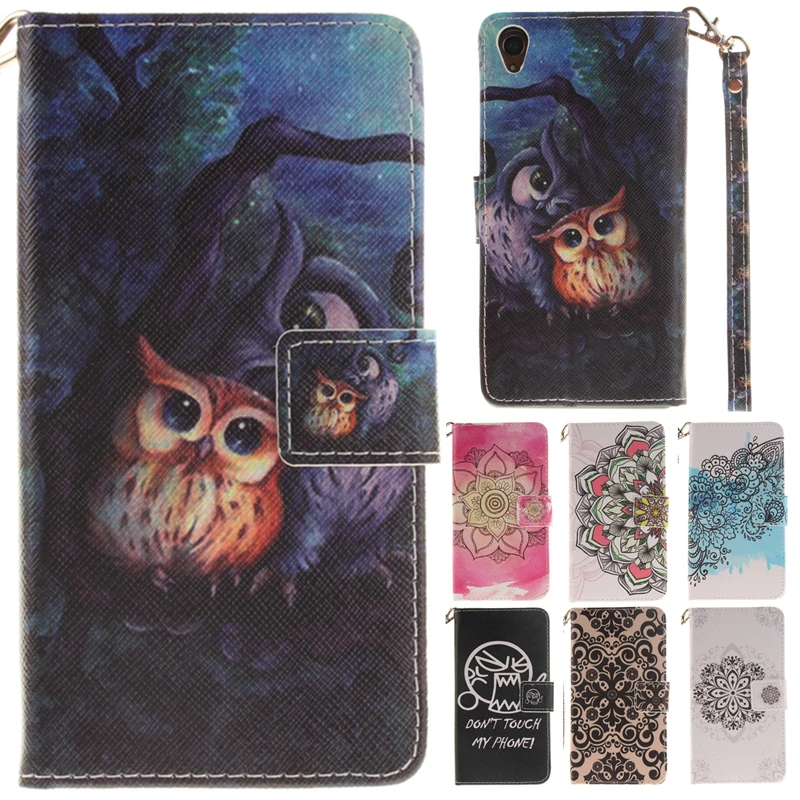 

Luxury Cute Cartoon Owl Colorful Flower Leather Wallet Book Flip Funda Case For Sony Xperia Z2 Z3 Compact Z3 Mini M4 Aqua Cover