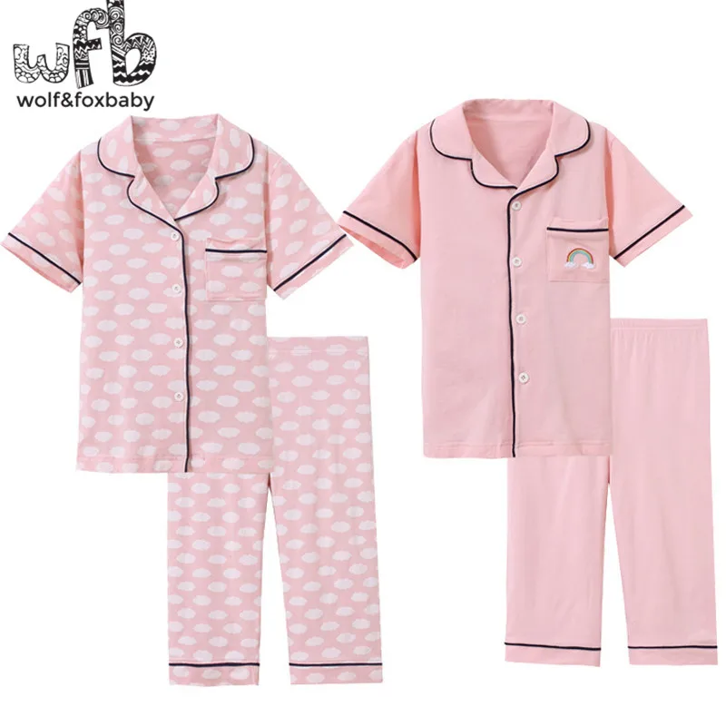 Retail 314 Years Shortsleeves Cotton Children's Home Nightwear Girls