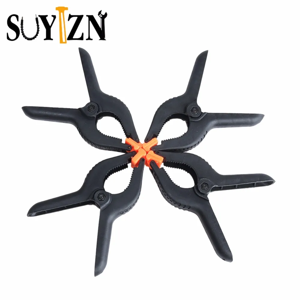 

4Pcs 6 Inch Clamps For Woodworking DIY Tools Black Plastic Nylon Spring Clamps Clip Tips Set For Paper Photo Backdrop Background