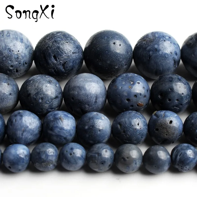 

Wholesale Blue Coral Shell 6 8 10 12mm Round Loose Natural Beads for Jewelry Making Diy Bead Bracelet Necklace Jewellery 15 Inch