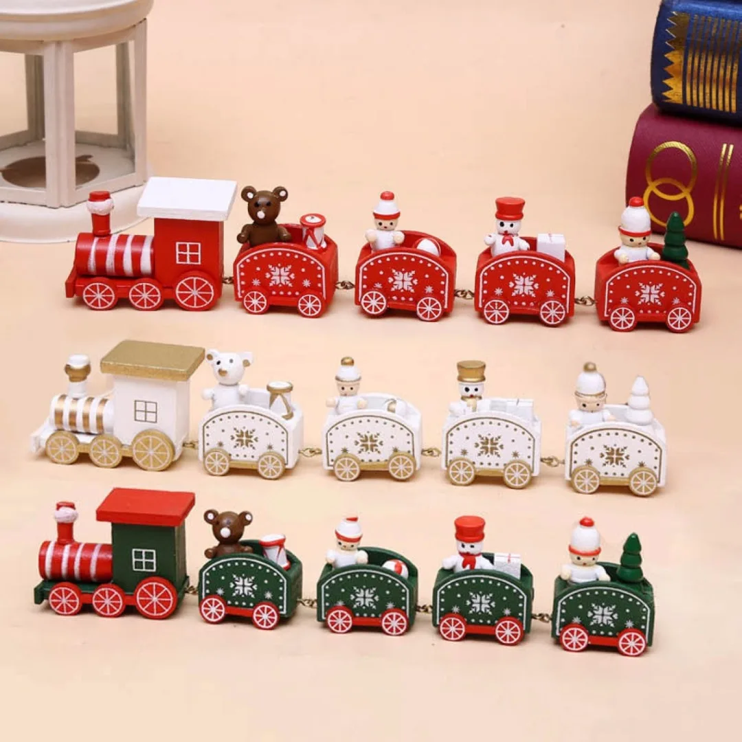 New Christmas Creative Wooden Train Santa Claus Festival Ornament Kids Gift Toy New 2 Color
