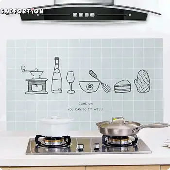 Wall stickers Creative Kitchen Oilproof Removable Wall Stickers Art Decor Decal Adesivo De Parede Wallpapers For Kitchen