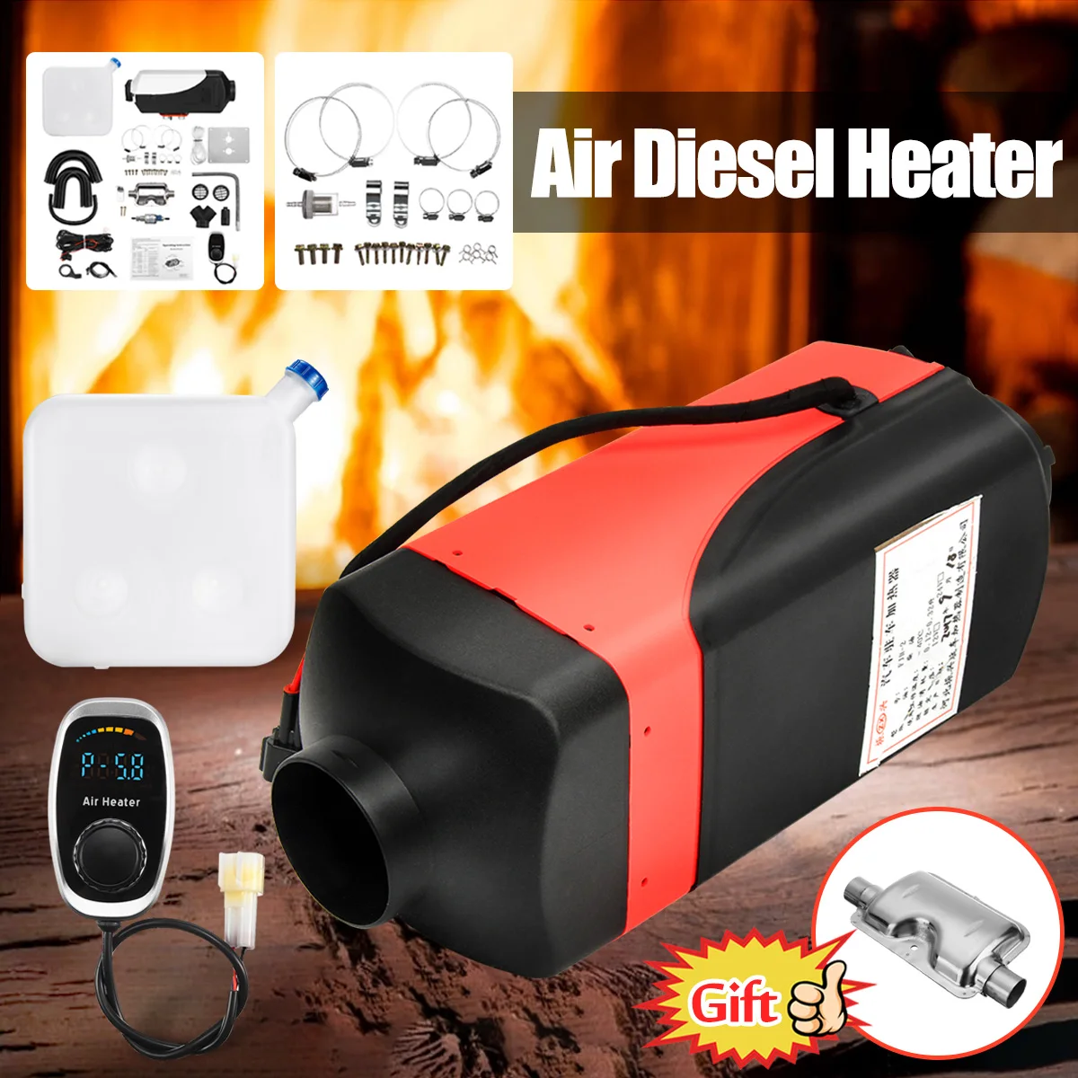 

HCalory 12V 3kw Diesels Air Parking Heater Air Heating LCD Screen Digital knob Switch with Silencer For Trucks Bus Car Trailer