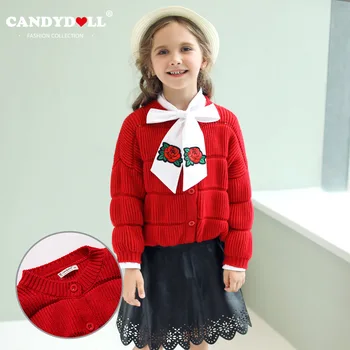 

CANDYDOLL Spring new girls cardigans Children's long-sleeved sweater jacket Loose knit outerwear Sweet warm wild models