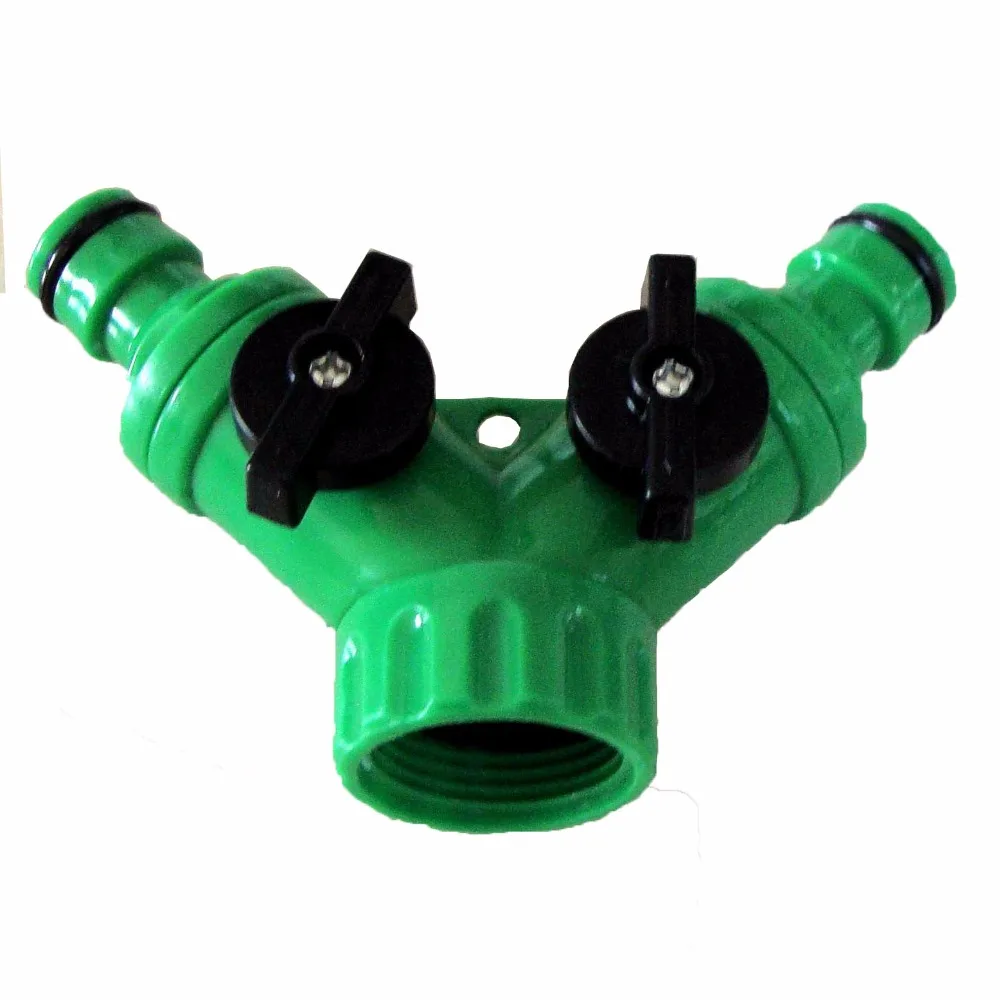 100pcs/lot garden hose fitting two way valve adaptor tap quick coupling