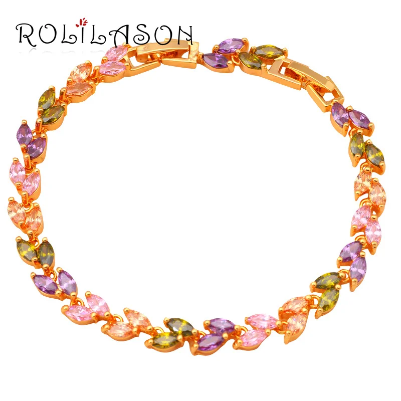 

Elegant Deep Blue Topaz 18k Gold Plated charm bracelets perfect gift for anniversary Health&lead free Fashion jewelry TB486