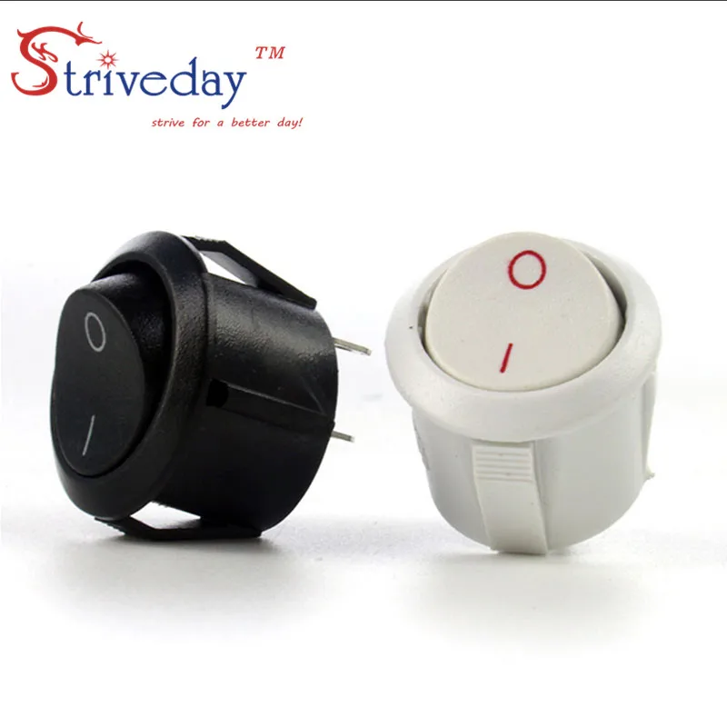 

100pcs/lot White Black high quality round button switch ship switch feet two tranches