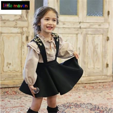 Рубашка с длинными рукавами для маленьких девочек топ принцессы, коллекция года, осенняя корейская детская одежда милая детская блузка из хлопка с кружевами