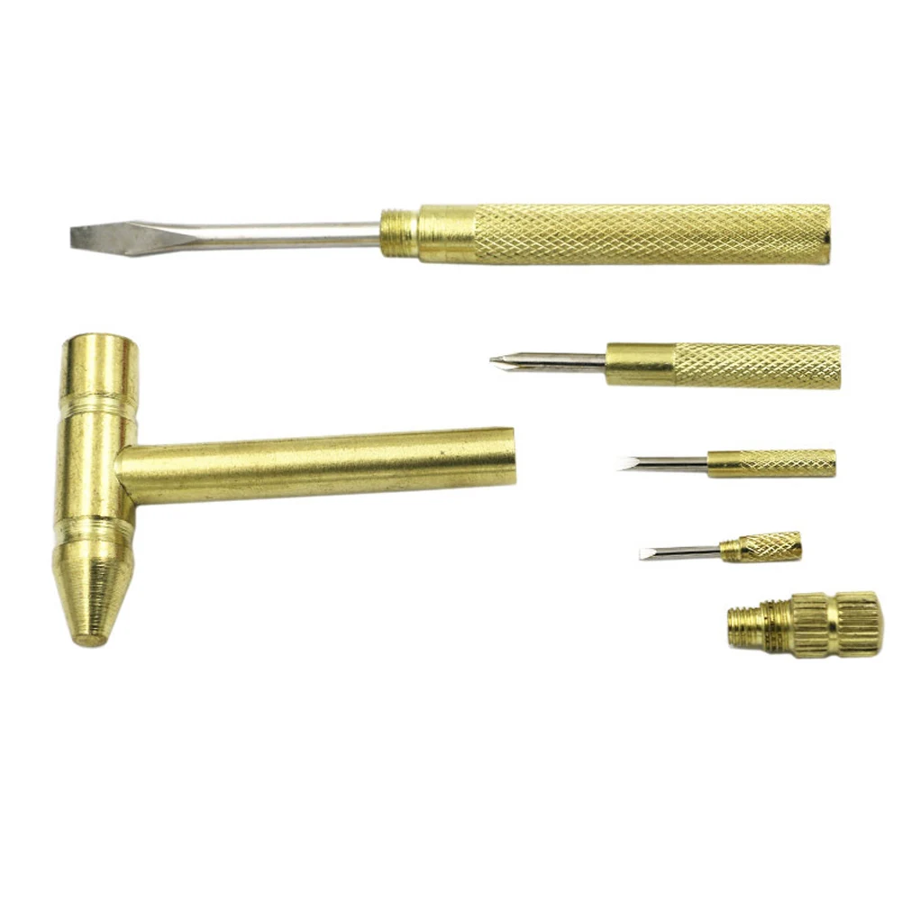 

Multifunction Micro Mini Portable 6 in1 Household Screwdriver Copper-plated Hammer Set DIY Handy Tool