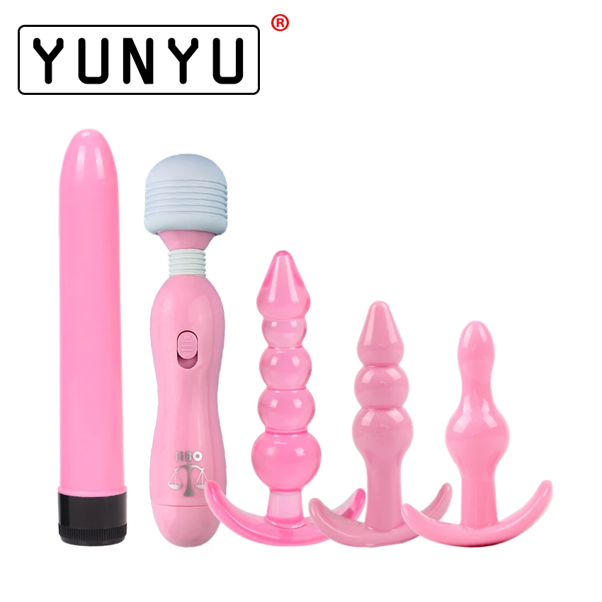5PCS/Set Sex Products Mini Anal Plug Beginner Anal Soft TPR Butt Plug AV Vibrator Bullet Heads Vibrator for Women Men