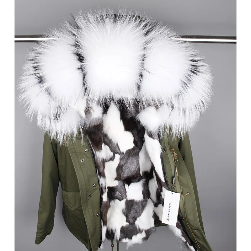 Женская подкладка из натурального Лисьего меха, зимняя куртка, военная парка, большое пальто с капюшоном из меха енота