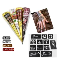 GOLECHA Black Brown Red White Henna Cones Indian Henna Tattoo Paste For Temporary Tattoo Body Art Sticker Mehndi Body Paint 1