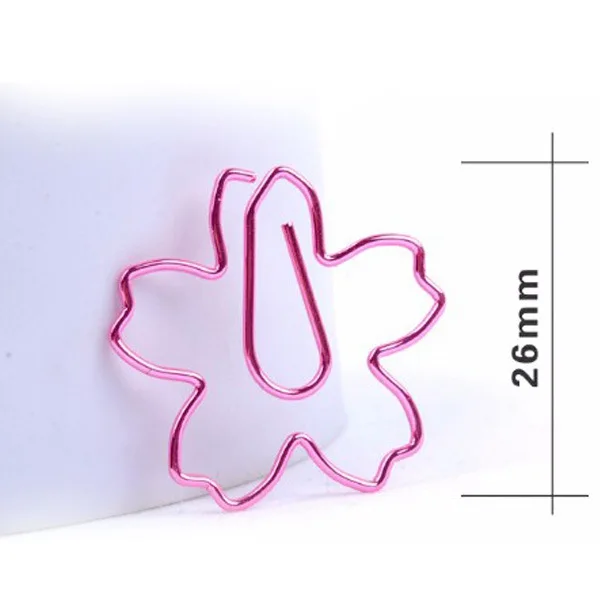 

12pcs/lot TOP QUALITY Plated Pink Paper Clips Sakura Paper Needle Bookmark Metal Memo Clip Stationery Cherry Blossoms Box Clip