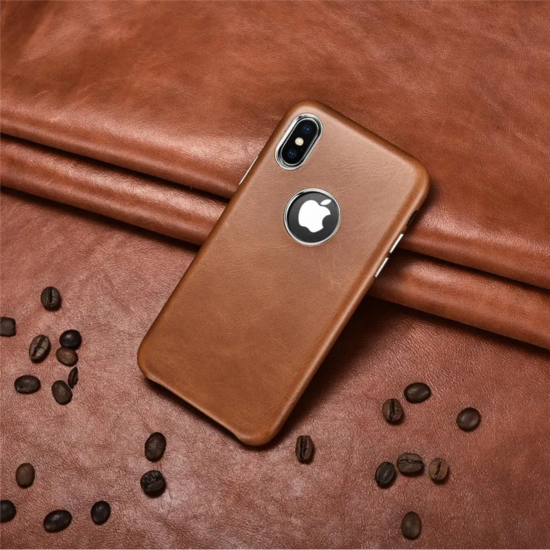 Чехол ICARER для iPhone X XS черный чехол из натуральной кожи в стиле ретро с отверстием