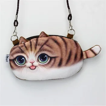 

Cute Cat Cartoon Print Zipper Shoulder Bag Pouch Closure Messenger Bag Coin Purse Clutch Bag High Quality