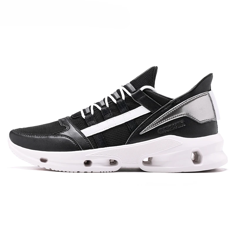 ONEMIX Retro Sneakers Men Breathable Mesh Casual Harajuku Shoes Walking Vintage Man Comfortable Fashion Running Shoes for Women - Цвет: black white