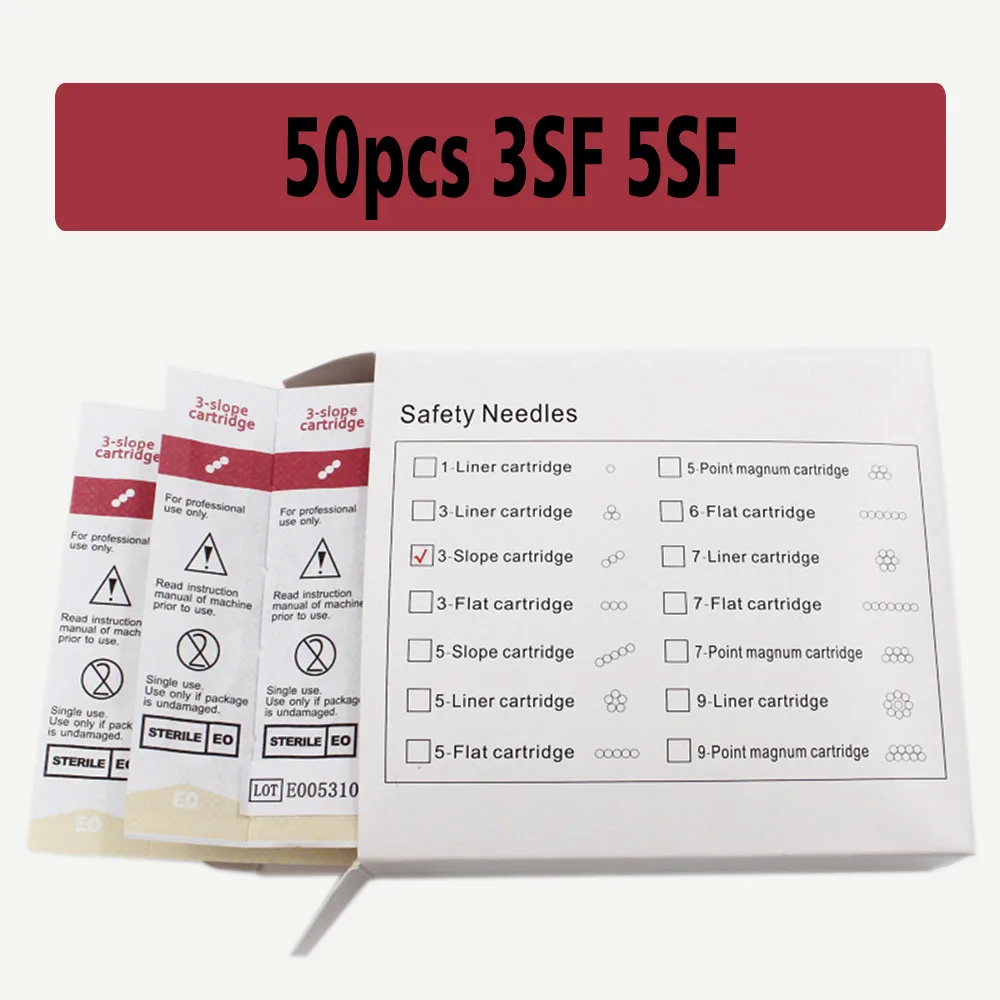 

50pcs Permanent Makeup needles 3SF/5SF Eyebrow Lips Tattoo Machine Pen Assorted For Machine Pen Tattoo Needles